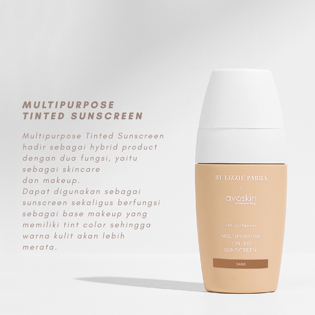 Avoskin Multipurpose Tinted Sunscreen SPF 50/PA++ (30gr)(Sand/Honey/Light/Beige/Medium)