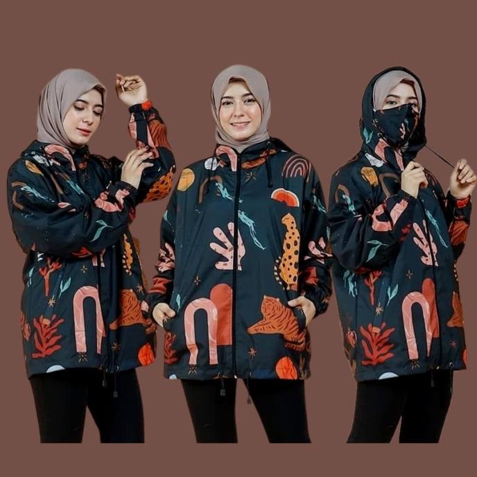 jaket parasut wanita printing motif baru