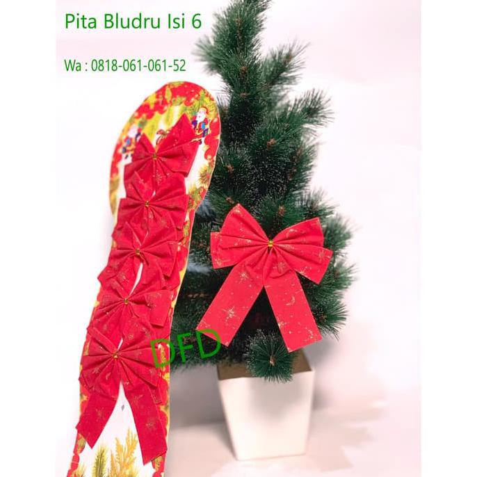 

(READY COD) Pita Bludru Natal Merah BESAR Gliter Ornamen Natal STOK TERBATAS