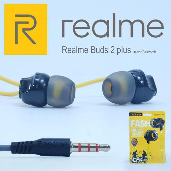 Handsfree Headset Earphone Black Audio Sounds Music Sport Realme Budz 2 &amp; 3 R50 Power Bass