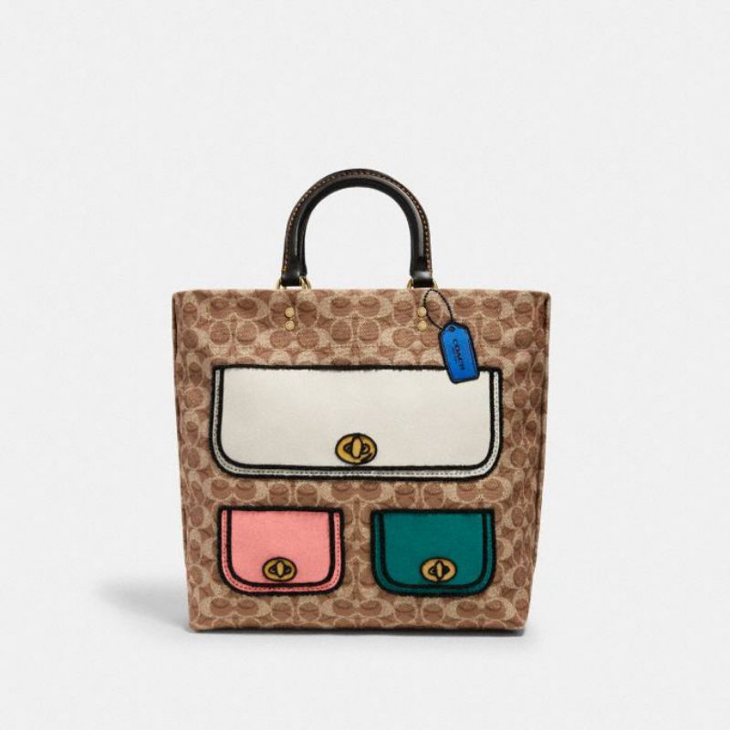 Coach Rogue Tote 29 In Recycled Signature Canvas With Trompe Loeil Print (C6175)