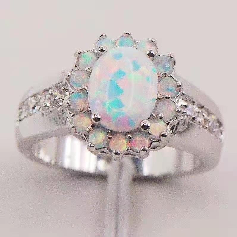 New Fashion Flower Opal Sun Flower Diamond Ring