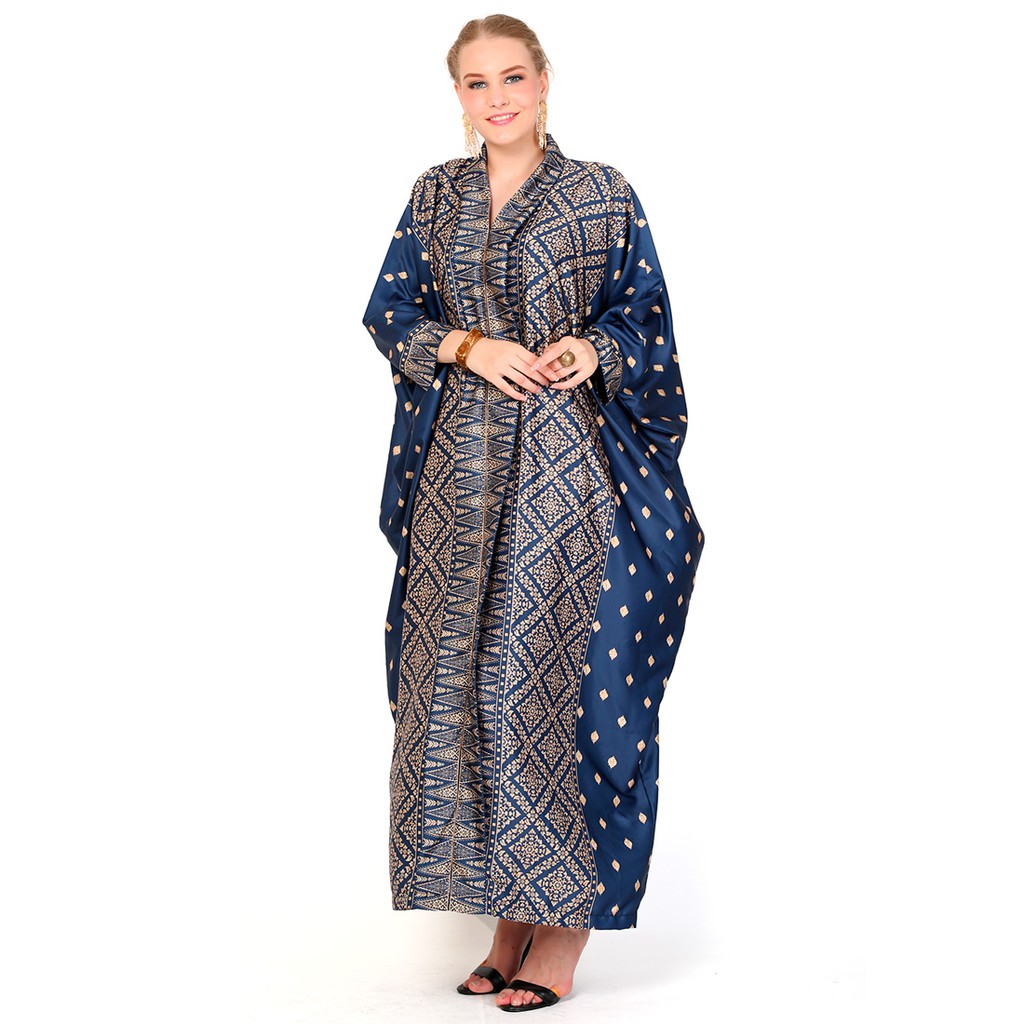 Kanzi Exclusive Long Sleeve Tapis Kaftan Navy Blue