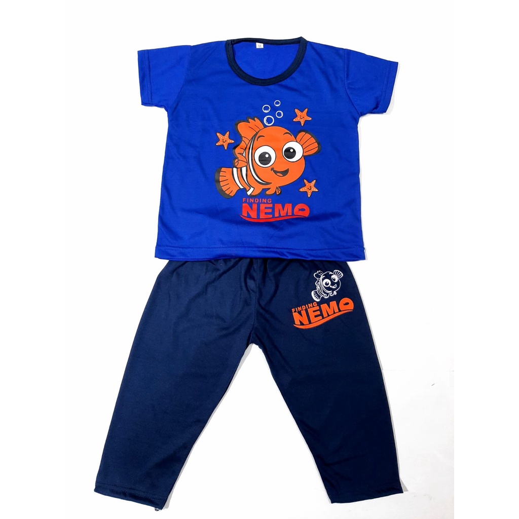 Setelan anak laki-laki 1-10 tahun CP baju anak cowok lengan pendek celana panjang gambar nemo