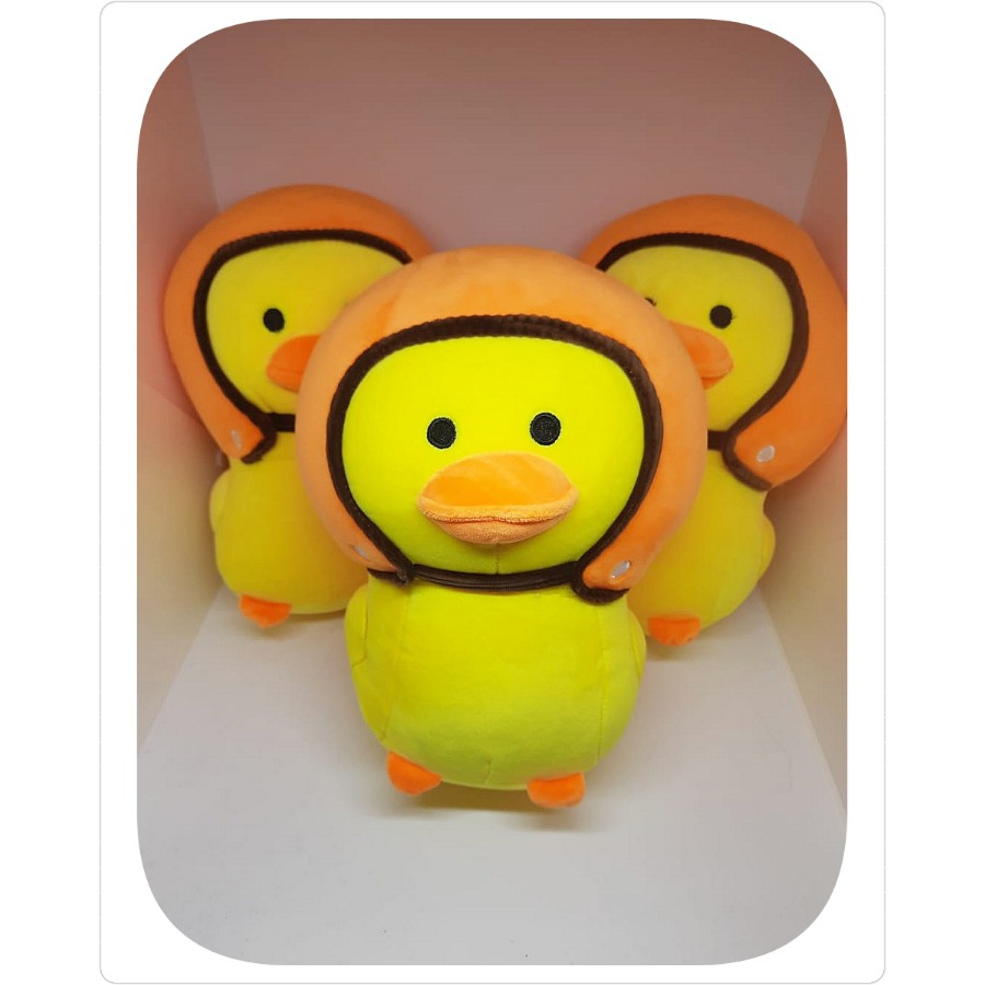 Boneka Bebek Kuning Lucu Bebek Pakai Helm Yellow Duck