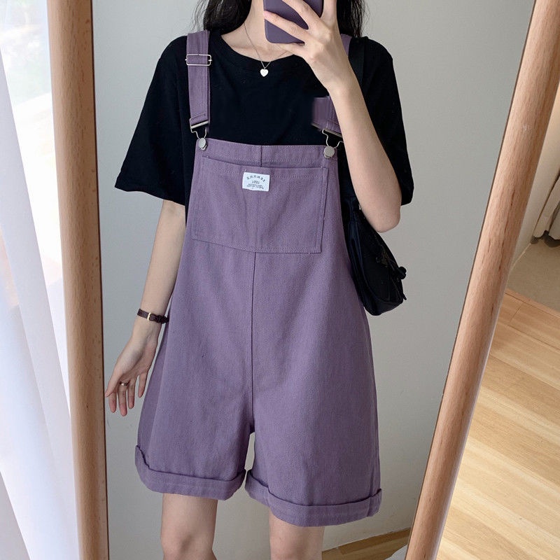 Overall wanita musim panas siswa perempuan versi Korea longgar dan tipis net merah hitam celana pend