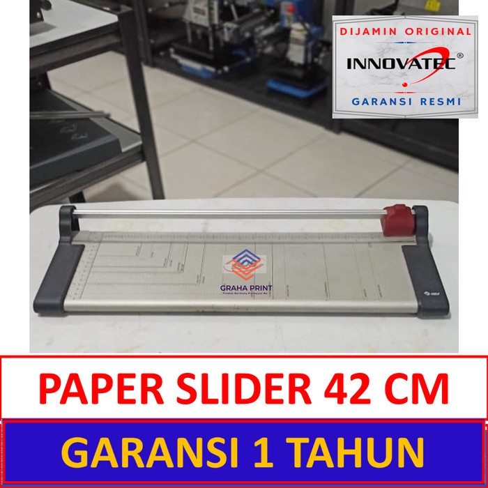 

Alat Pemotong Kertas Geser Rotary Paper Slider Trimmer 42 Cm INNOVATEC