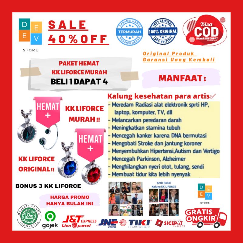 PROMO KK LIFORCE BELI 1 DI KIRIM 4 KALUNG KESEHATAN ARTIS ANTI RADIASI ELEKTROMAGNETIK ASLI MURAH