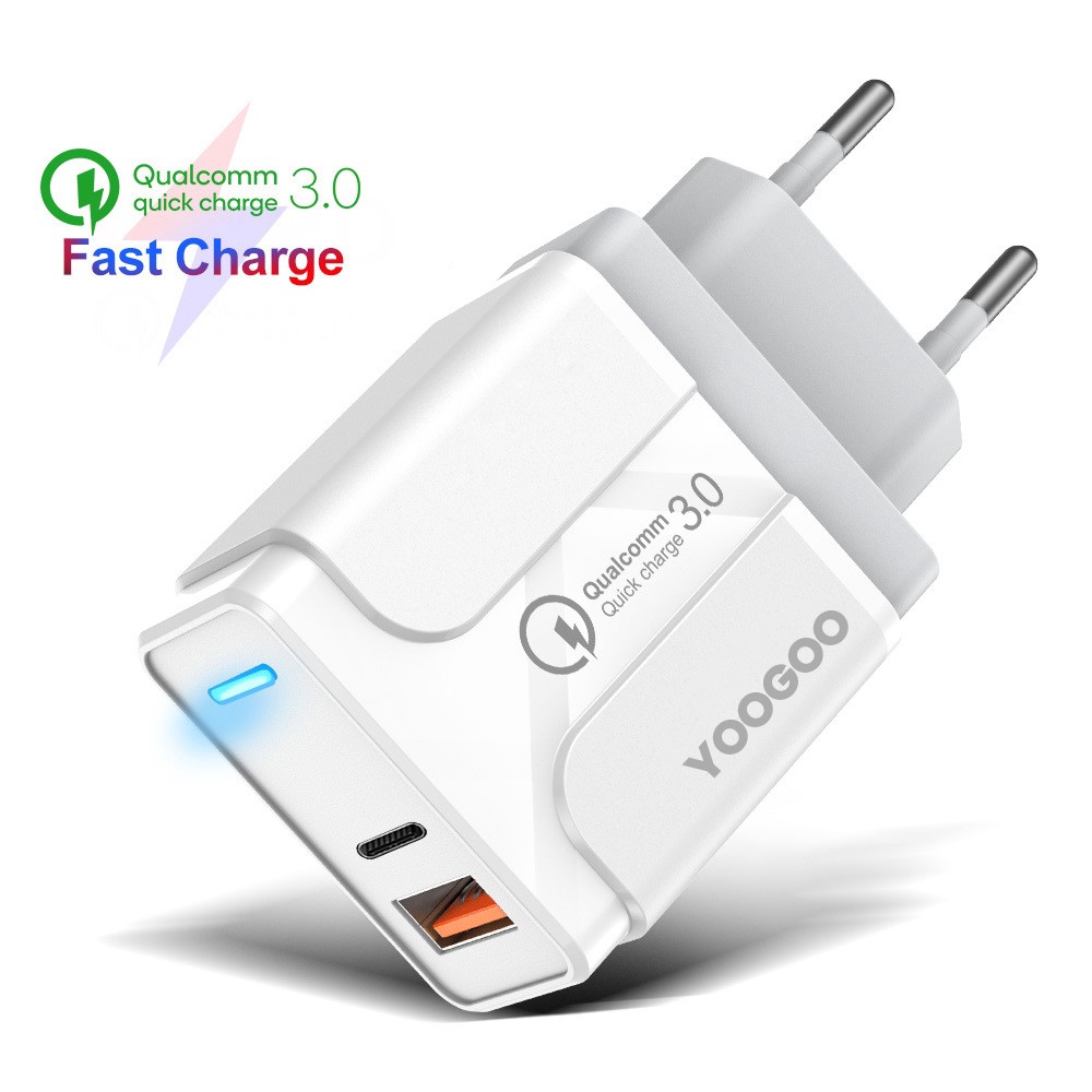 QC3.0 PD Kepala Charger 36W Smart Quick Charger Type-C+USB 3A for HUAWEI Iphone XIAOMI OPPO SAMSUNG