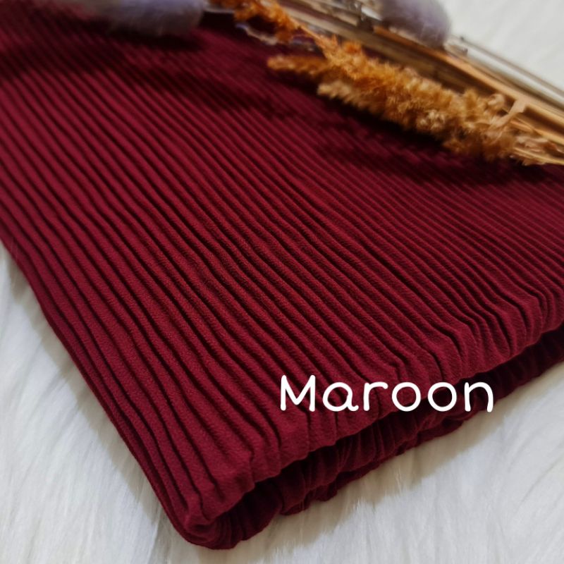 Pashmina Plisket Lidi Full Premium 180X75 CM By Milanda Mode-Maroon