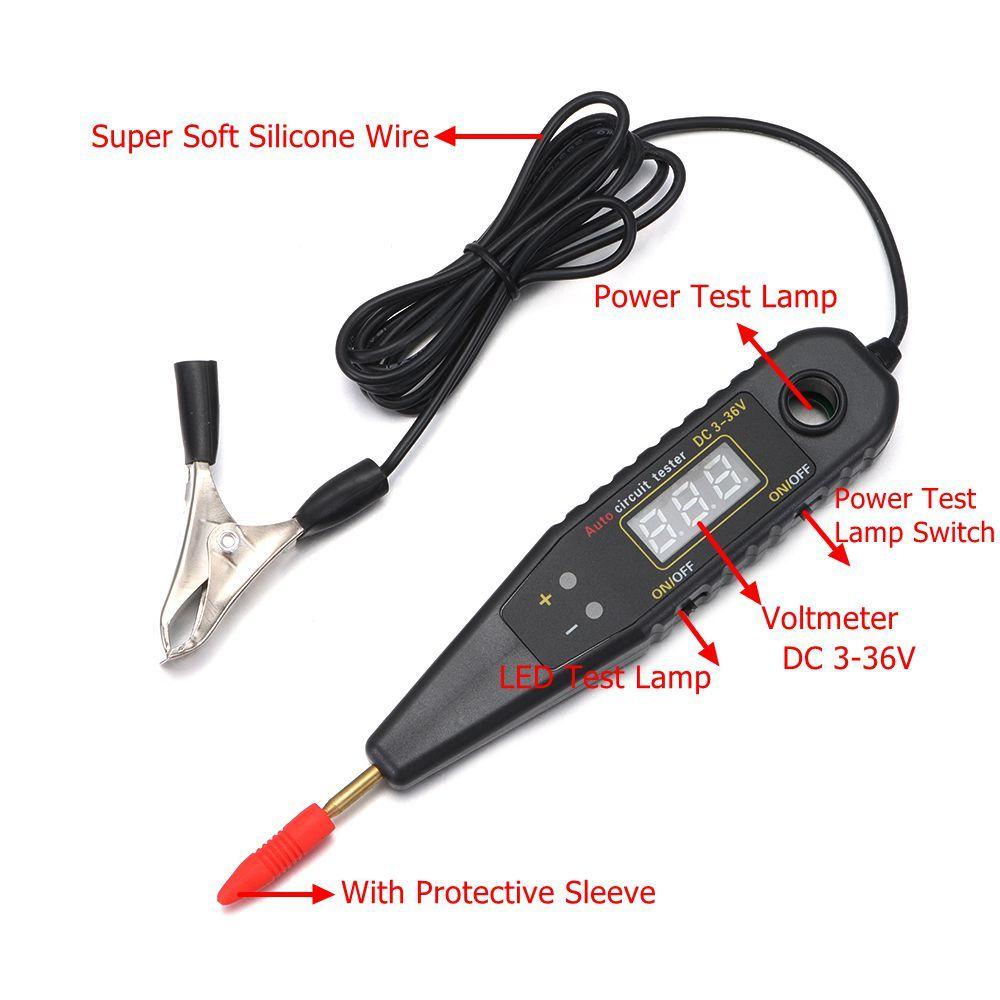 Top Auto Circuit Tester Lampu Tester Sirkuit Mobil Tahan Lama Dengan Kawat Dipanjangkan Lampu LED Testing Pen Probe