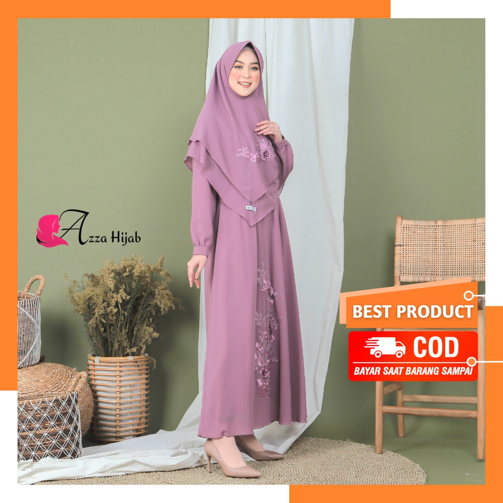 Promo Diskon Set Gamis Queensha Motif Bunga Bahan Ceruty Baby Doll - Bisa COD