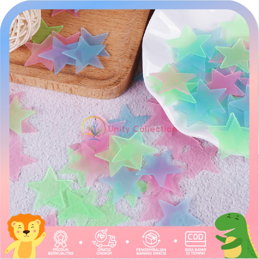 Sticker Glow In The Dark - Bintang Kecil / Dekorasi Wallpaper / Lampu Stiker Dinding