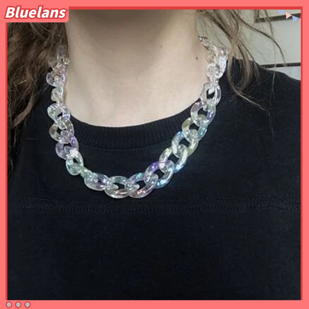 Bluelans Kalung Wanita Desain Lingkaran Bahan Resin Bening Untuk Pesta