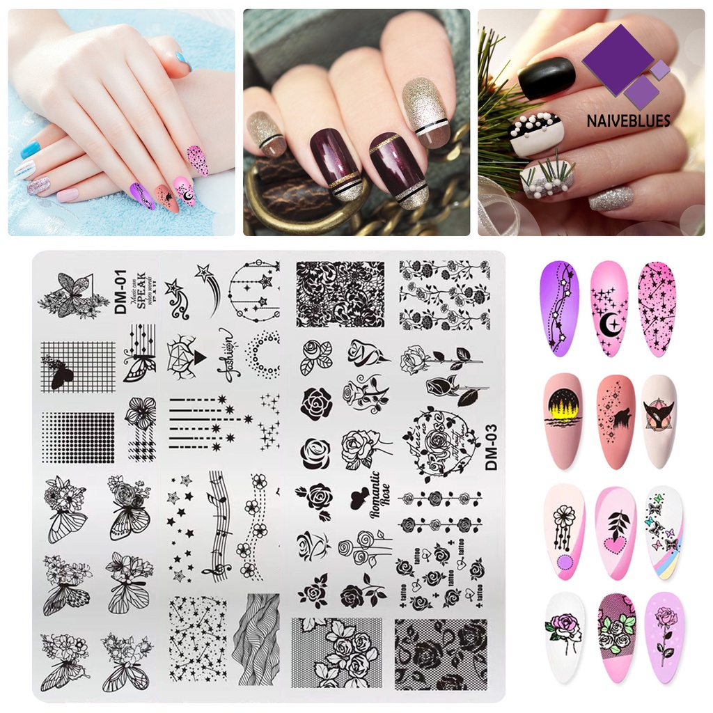 Naiveblue &gt; Cetakan Kuku DIY Bahan Stainless Steel Untuk Nail Art