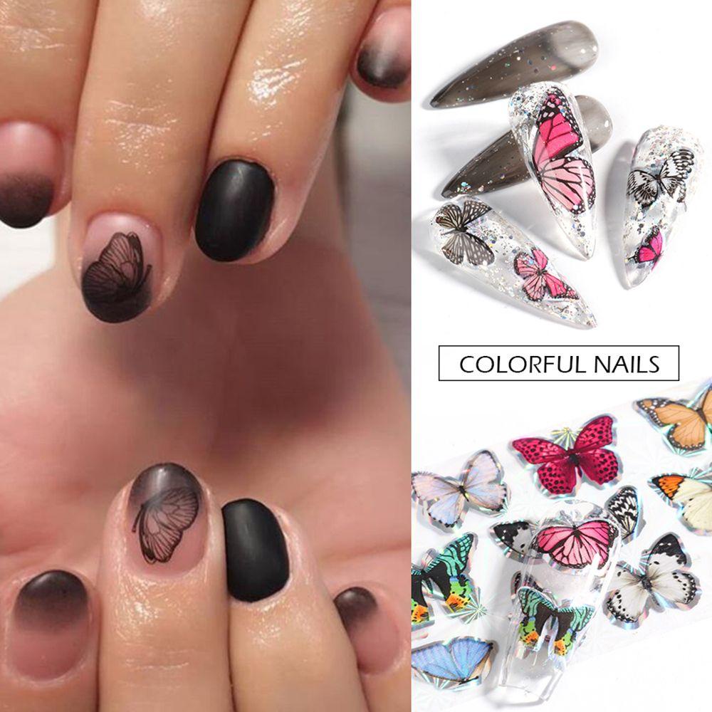 10pcs Stiker Kuku Motif Kupu-Kupu Untuk Manicure Butterfly