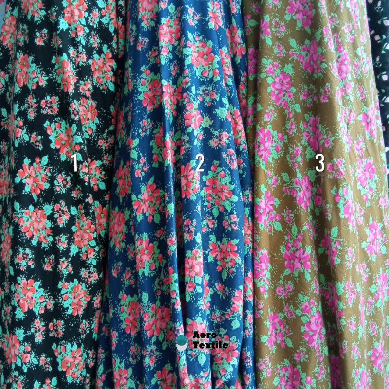 Kain Rayon Twill Motif Flower / Rayon Twill Motif / Kain Rayon / Kain Motif /  Kain Flower