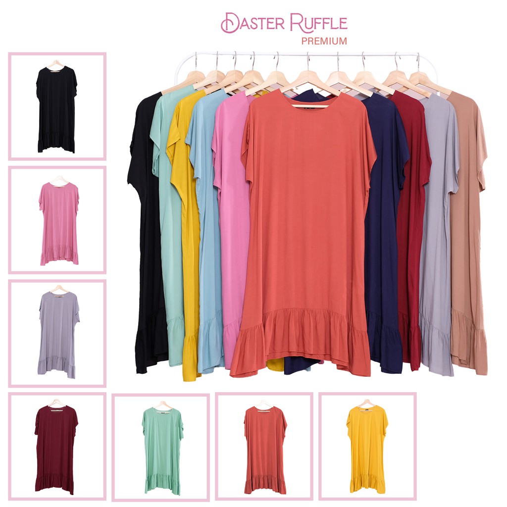 Daster Ruffle Katun Rayon Premium Polos Kekinian  Jumbo Dewasa Sakeena