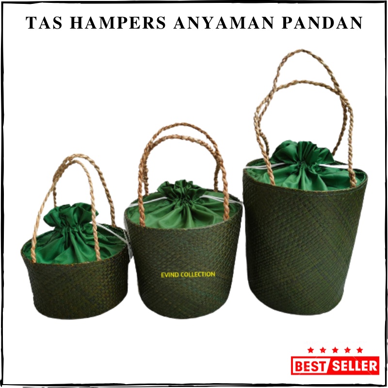 Tas Hampers Anyaman Pandan (Hijau Army) Isi 1 Toples | 2 Toples | 3 Toples Keranjang Parcel Anyaman Ulang Tahun