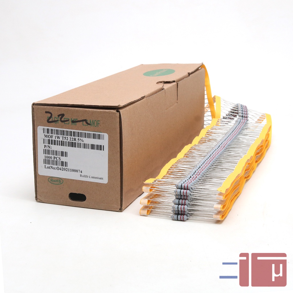 x10 Resistor 22R 22 Ohm 1W Metal Oxide 5% Taiwan Kaki Tembaga