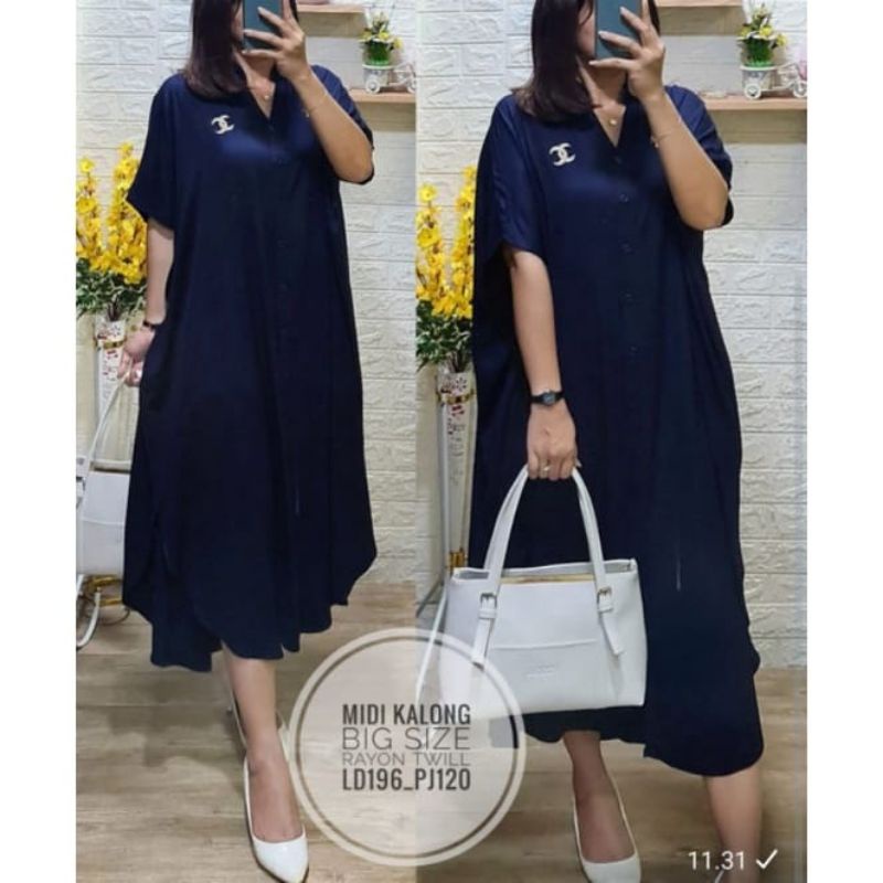 Batwing Midi Dress Kalong Jumbo Kekinian Busui Premium HQ