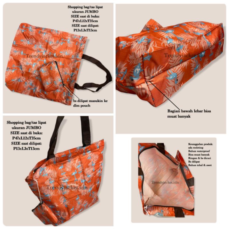 Tas belanja lipat besar berbahan waterproof tebal dan jamin import