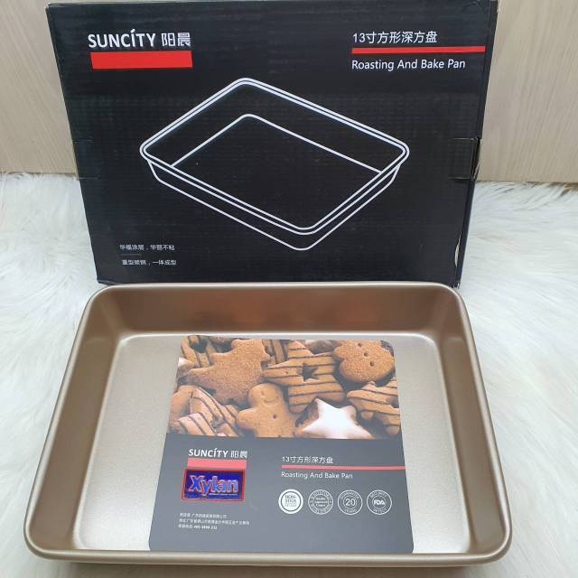 loyang suncity baking pan square 13&quot; rosting and bake pan loyang kue cake 34.5x24.8x6.2cm