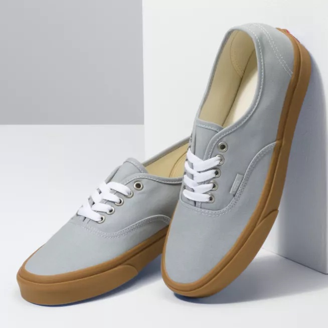 Sepatu Sneakers Authentic Gum Grey Polos Sepatu Pria Wanita Murah