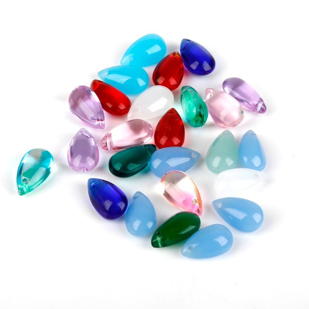 Mix 20Colors 14*8mm Glass Beads Czech Drop Water Pendant Shape Beads 5Pcs/lot Glass Loose Beads Jewelry Material diy Earrings