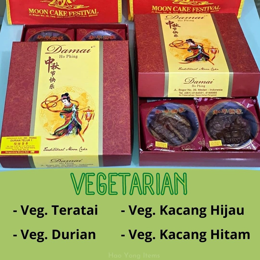 

Kue Bulan Vegetarian Ho Phing Isi 4 / Mooncake Hophing Damai / Ho Phing