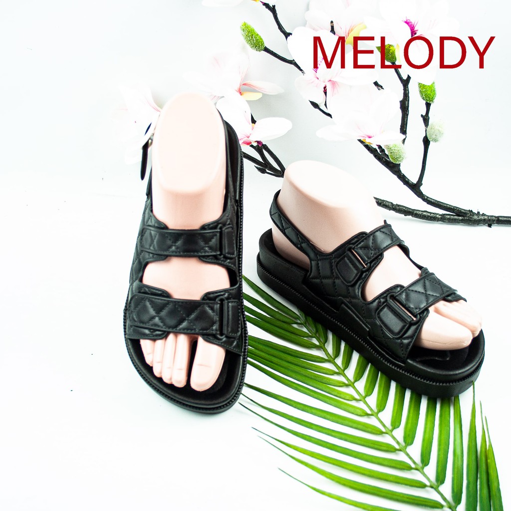 Sandal Let Wanita Motif Chanel Pengait Gesper - Tinggi 3cm Jelly / Melody 2021 M1 (36-41)