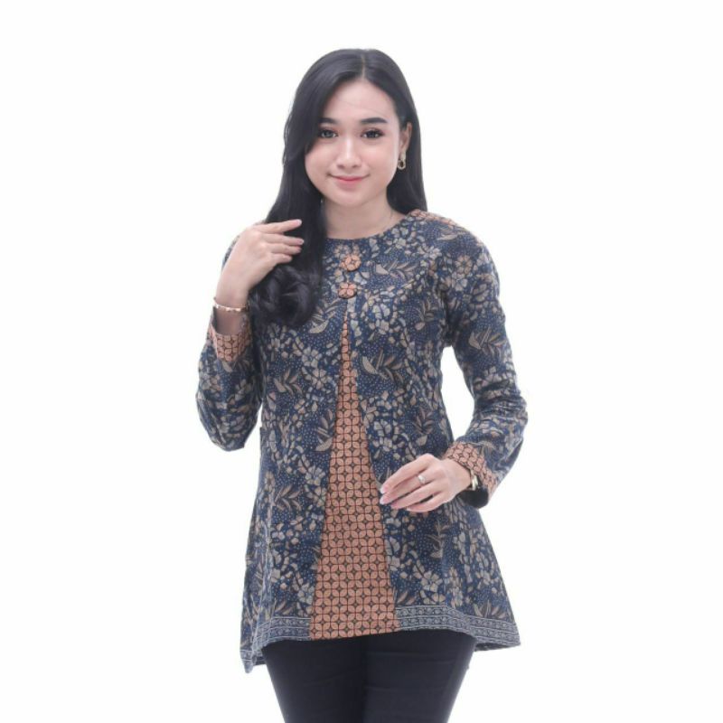 Batik wanita ASJ SA HRB026 Kenongo Kemeja Tosca Pendek - Batik wanita seragaman Kantor terlaris....-15