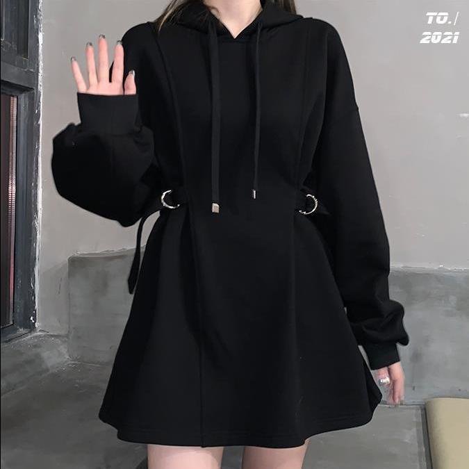 (cotton) ring buckle waist guard dress women's loose lazy style 2021 autumn new lower garment missin