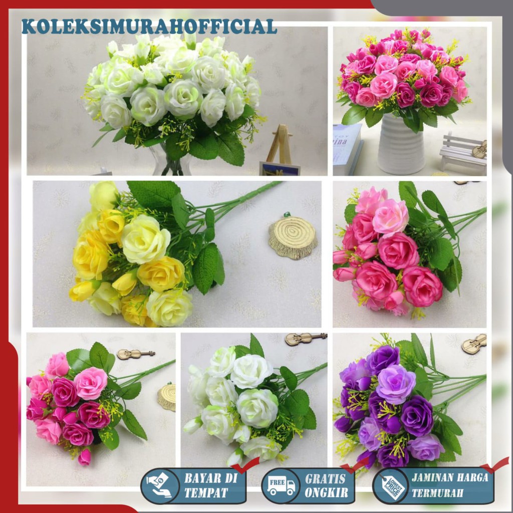 COD BUNGA MAWAR BUNGA TANGKAI PLASTIK BUNGA ARTIFISIAL BUNGA PAJANGAN BUNGA HIASAN BT9018