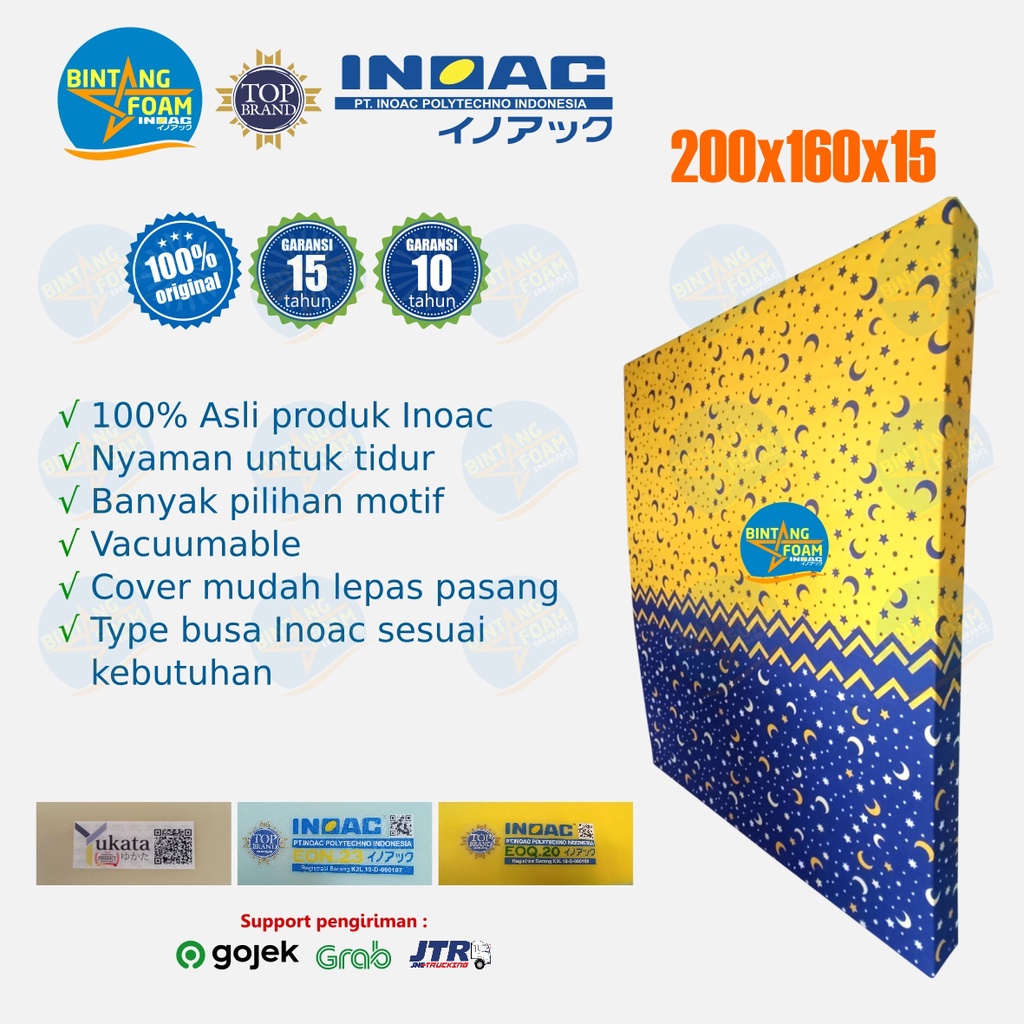 kasur busa Inoac 160x200x15cm anti kempes Garansi 10-15thn super awet Type EON LG D23, EOQ D20, YUKA