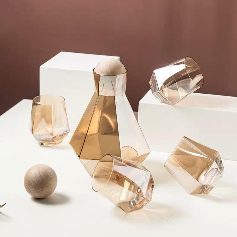 UNIK#72KCS Teko Gelas Kaca Nordic Set 5 pcs / Pitcher Kaca Set / Gelas / Teko Kaca /Tempat Air Kaca