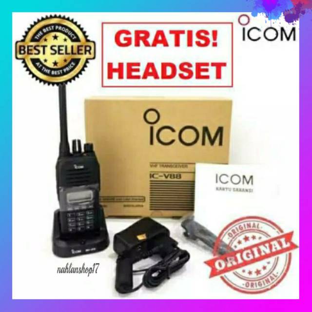 HT ICOM IC-V88 HANDY TALKY 5.5W VHF WATERPROOF IP67 / HANDY TALKY HT ICOM V88 IC V88 / WALKIE TALKIE