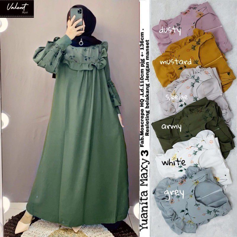 [TERLARIS] YUANITA MAXY BORDIR | DRESS MUSLIM | GAMIS  CASUAL