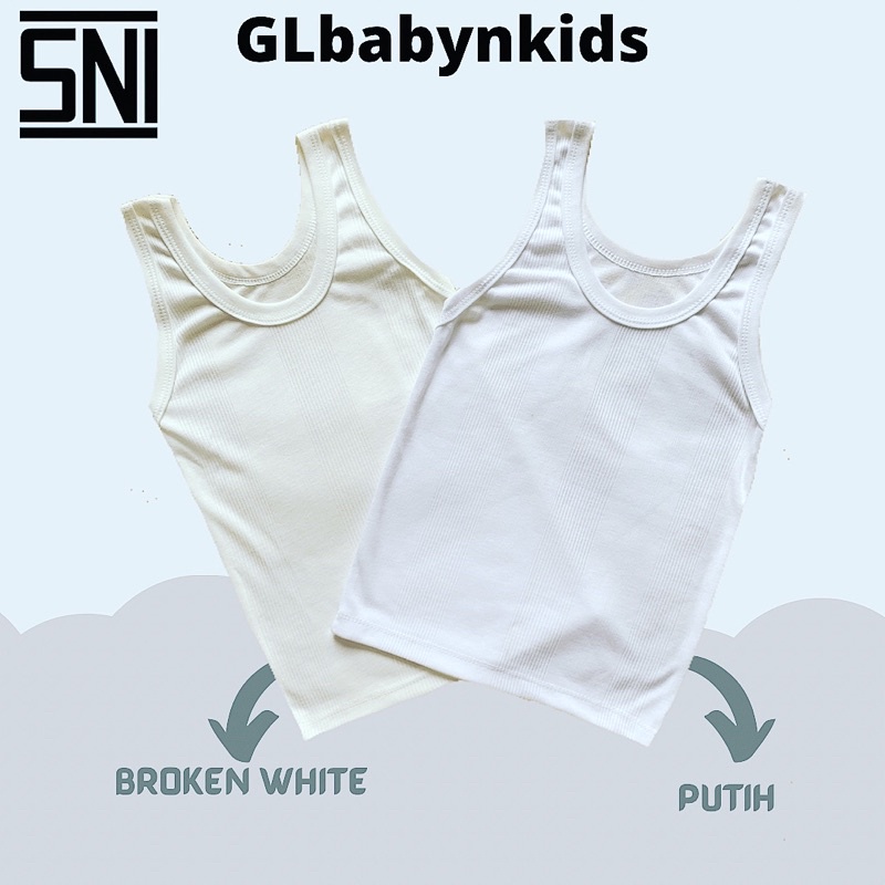 Kaos Dalam Singlet Dalam Anak Katun Putih XL XXL 4L (5Tahun-Remaja / Dewasa) Bundle isi 3pcs