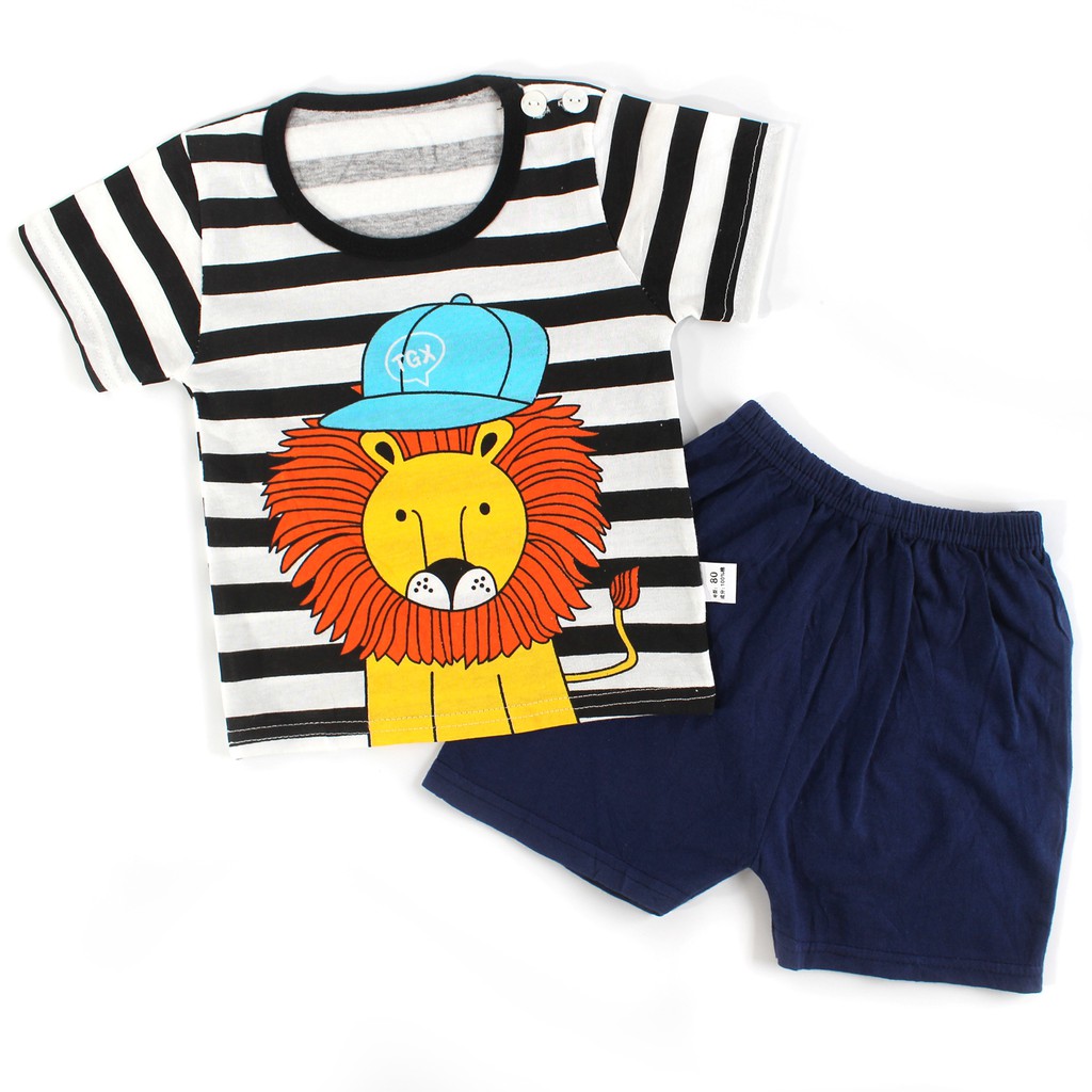 Setelan Anak Cowo Bahan Katun Impor Baju Anak gambar Lion Pakaian Anak Premium Set Bahan Katun impor