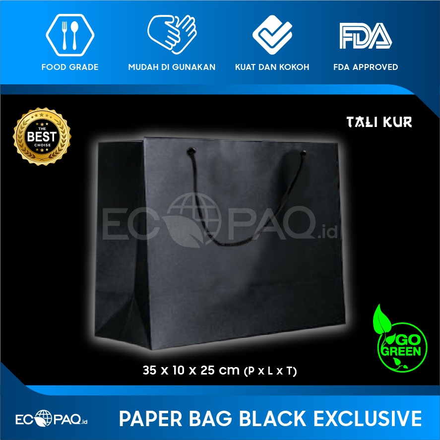 

Paper Bag - Paperbag HITAM TALI KUR - 35x10x25 cm (12 pcs)