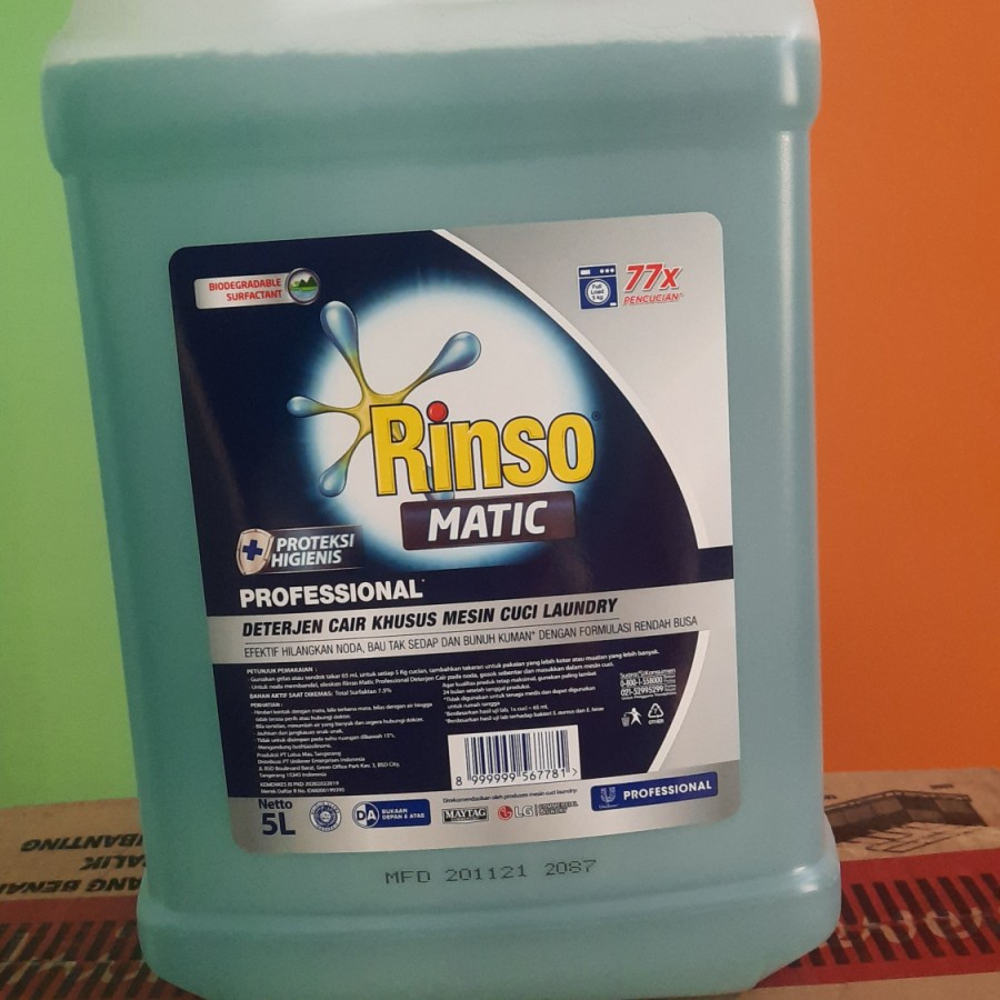 Rinso Detergent Liquid 4.5L, bisa untuk Mesin CuciTop dan Front load GOJEK/GRAB ONLY