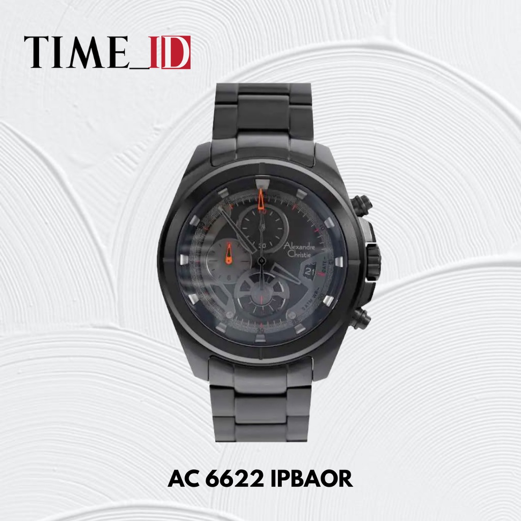 Jam Tangan Alexandre Christie 6622 BLACK ORANGE Pria