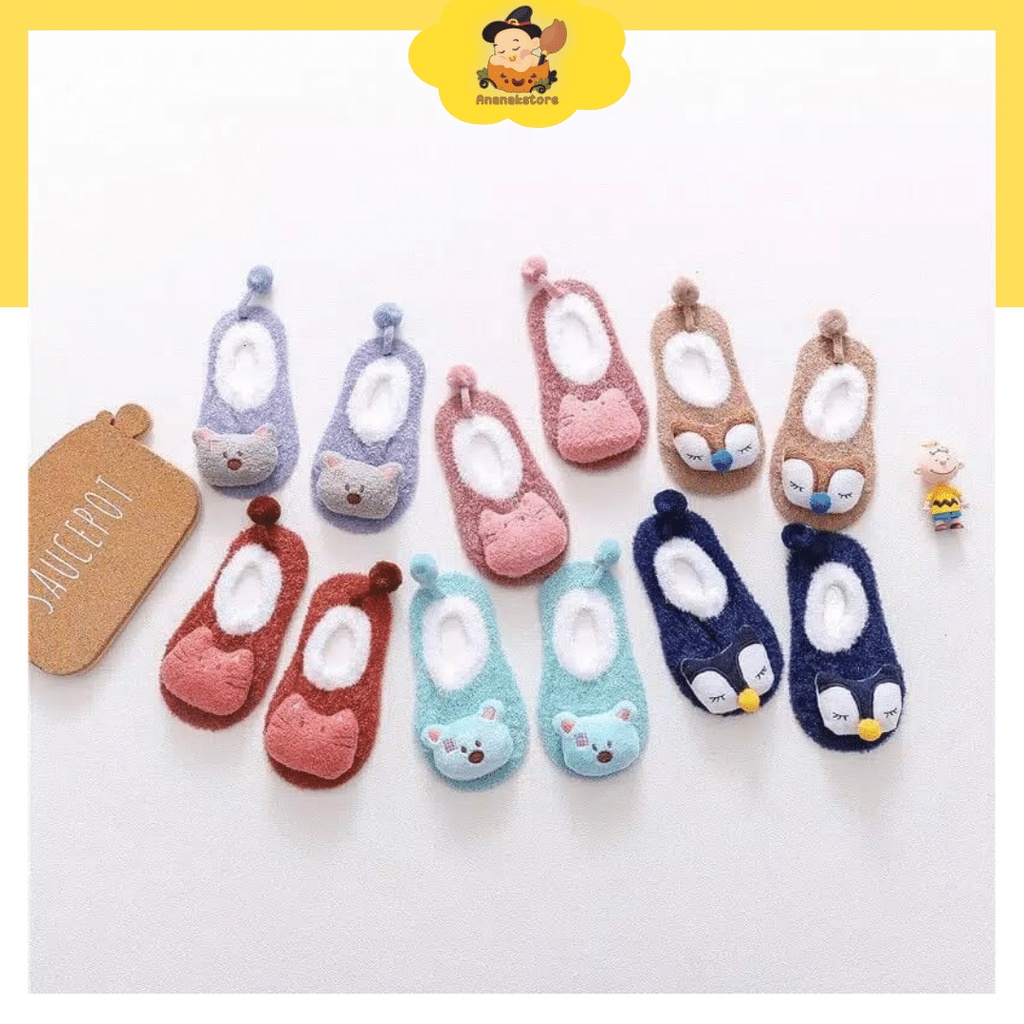 Sepatu bayi prewalker 0-1tahun / kaos kaki bayi / Sepatu bayi bulu lembut karakter lucu