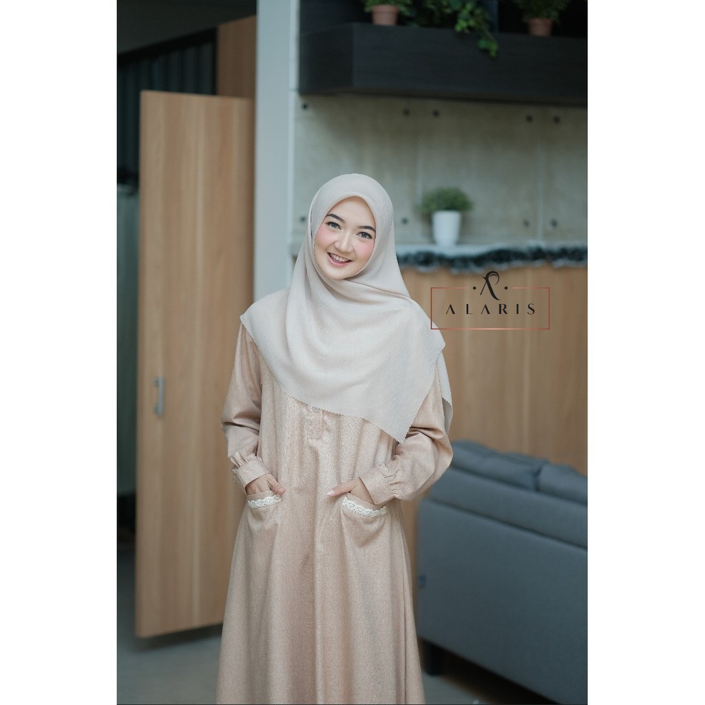Yasmin Dress Gamis Renda Gamis Katun Gamis Murah Bisa COD Dress Muslimah Cantik Gamis Casual-Yasmin Camel