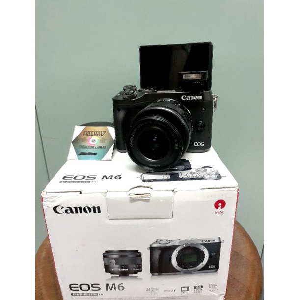 Kamera Camera Mirroless Canon Eos M6 Plus Lensa 15-45mm Wifi Lcd Touchscreen bergaransi 1 bulan