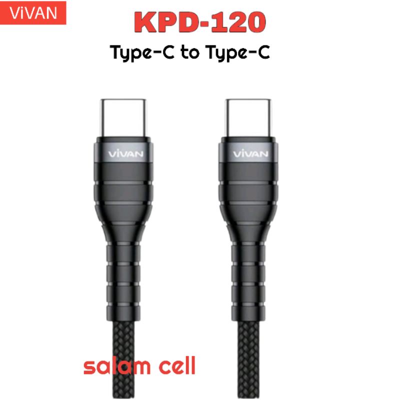 Kabel Data type-C to Type-C VIVAN KPD120 Original Garansi