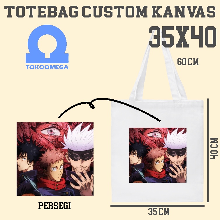 Omegabag Totebag Custom Kanvas Putih Premium 35x40