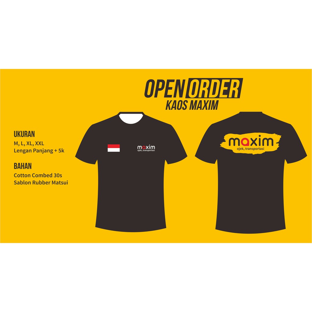 Kaos MAXIM Ojek Transportasi + Sticker MAXIM 