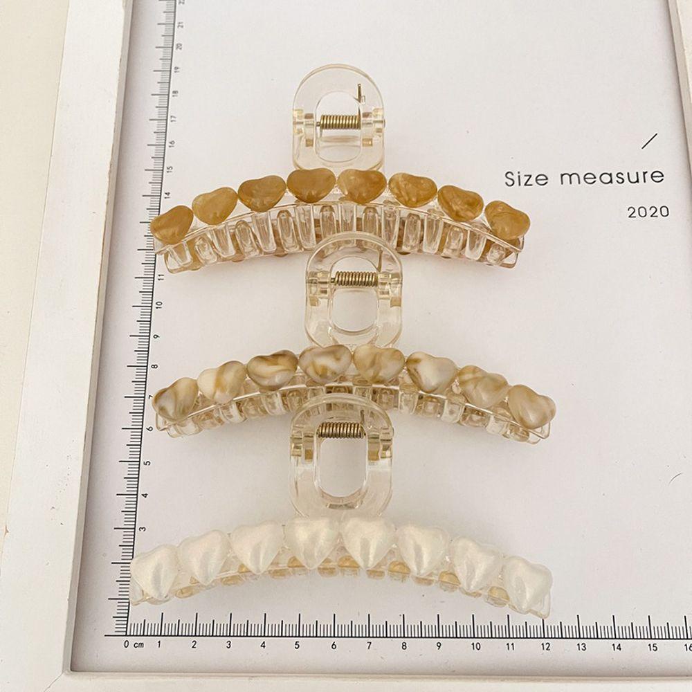 Agustina Wanita Cakar Rambut Hiasan Kepala Vintage Mutiara Hati Ukuran Besar Akrilik Korea Ponytail Holder